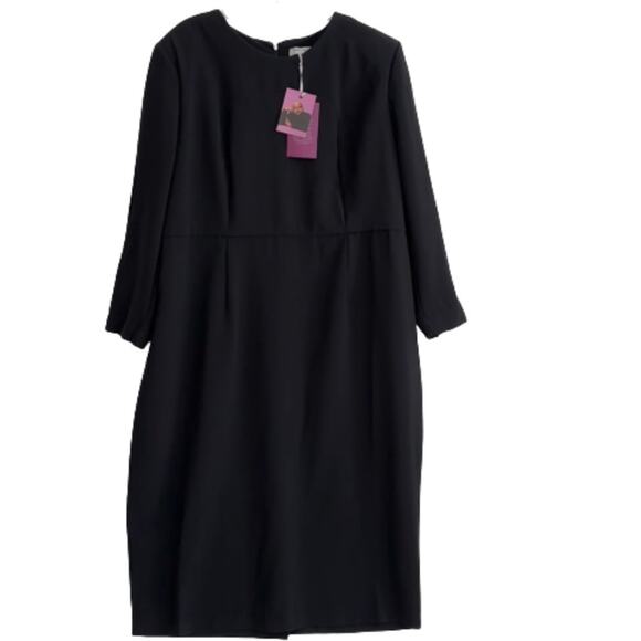 Sergio Hudson X Target Dress Black Strong Shoulder Long Sleeve Midi Plus Size 2X - Picture 2 of 13